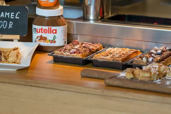 Waffles with Nutella and berries at Danilovsky Market in Moscow