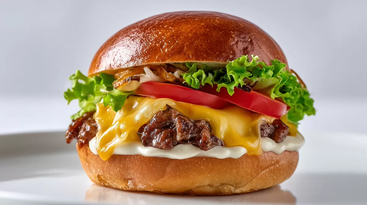Wagyu Cheeseburger mit Trüffel Mayo auf Brioche