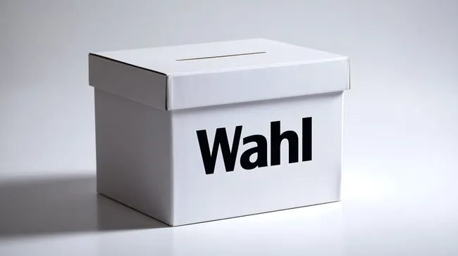 Wahl-Spendenbox aus weißem Karton auf hellem Hintergrund