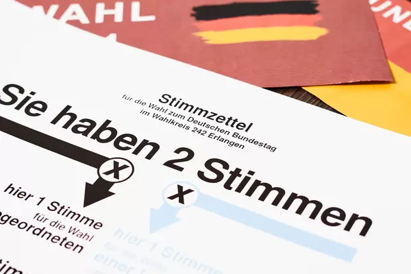 Wahlzettel zur Landtagswahl Bundestagswahl 2021 ausf