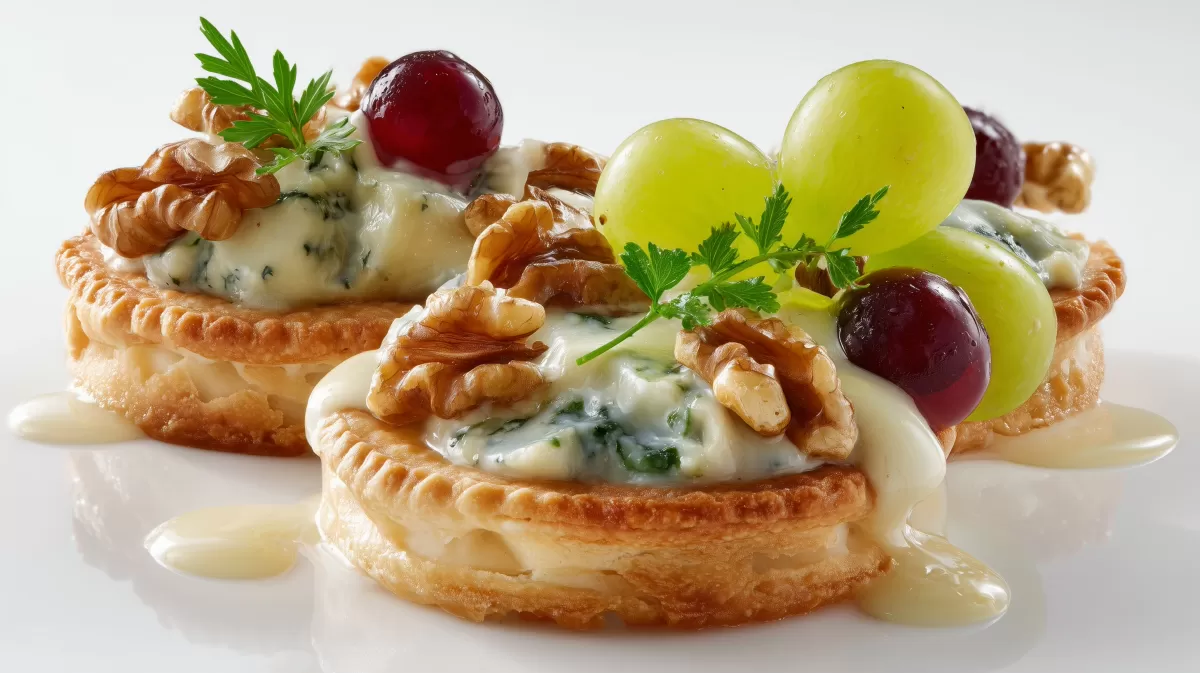 Walnussgebäck mit Gorgonzola Antipasti und Trauben