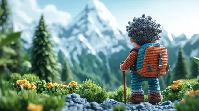 Wanderer mit Rucksack in winterlicher Berglandschaft