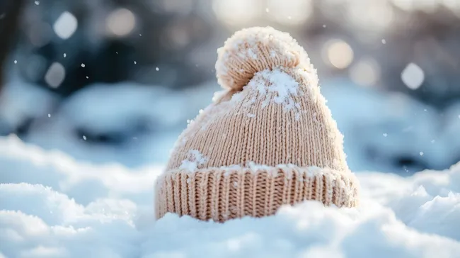 Warmer Winterhut im Schneegestöber