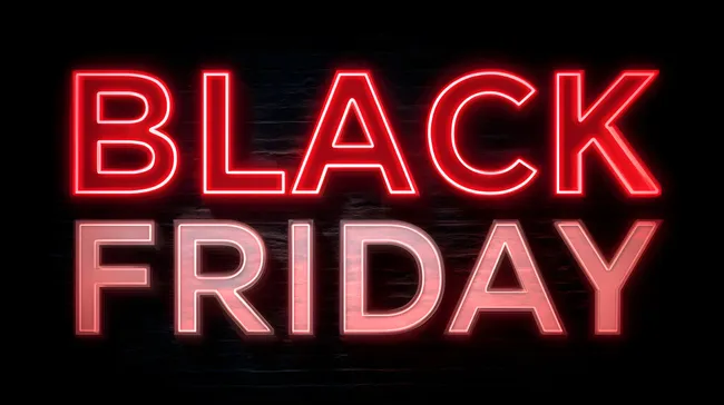 Warnendes Neon-Schriftzug 'Black Friday' in Rot