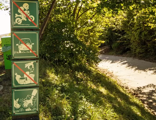 Warning signs in the park