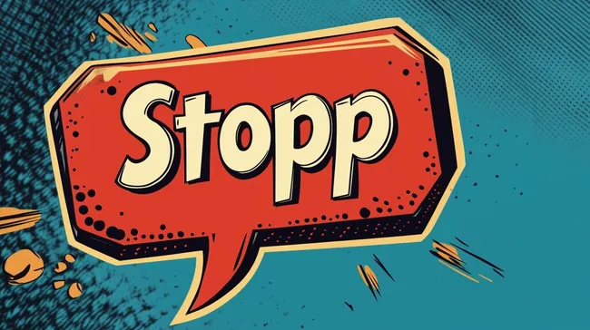 Warnschild im Pop-Art-Stil mit Sprechblase