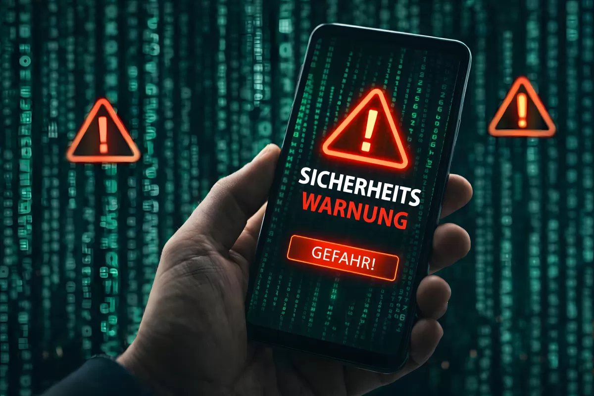Warnung vor Cybersicherheitsbedrohungen auf Smartphone-Bildschirm