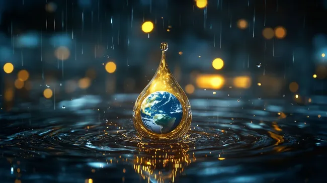 Wassertropfen mit Erde als Symbol für Umweltschutz