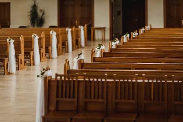 Wedding Decors Inside Of A Big Church