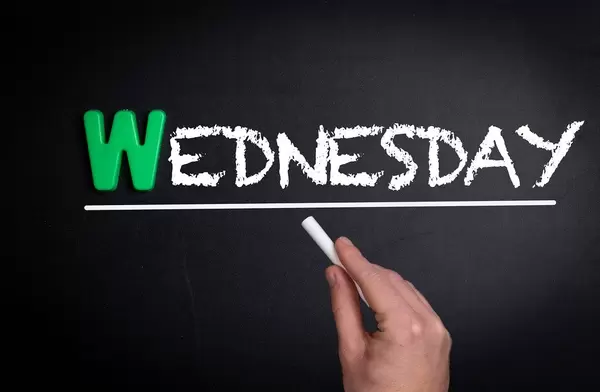 Wednesday text on blackboard