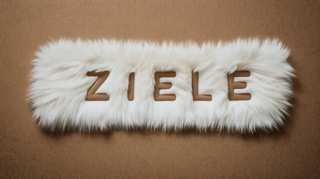 Weiches, flauschiges Wort-Logo 'Ziele' auf braunem Hintergrund