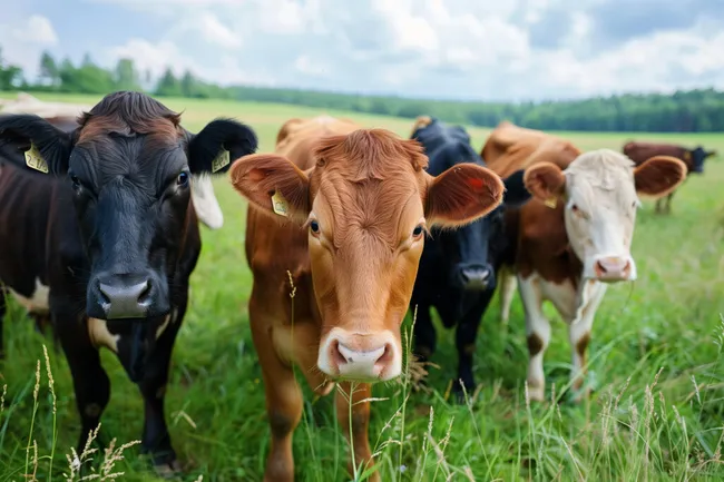 Weide mit Rindern auf einem Bauernhof