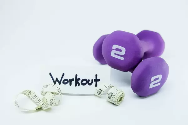 Weights and meter with a WORKOUT tag
