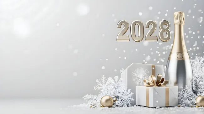 Weihnachtliche Feiertagsszene mit 2028-Zahlen