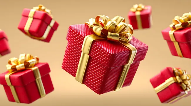 Weihnachtliche Geschenkboxen mit goldenem Dekor