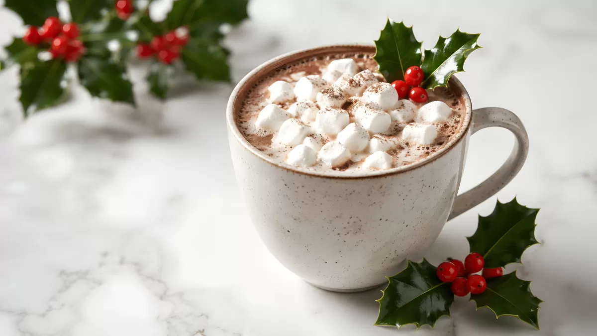 Weihnachtliche heiße Schokolade mit Marshmallows