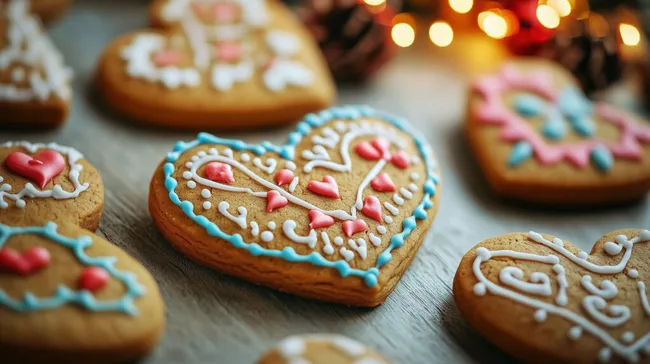Weihnachtliche Lebkuchen mit liebevoll verziertem Zuckerguss