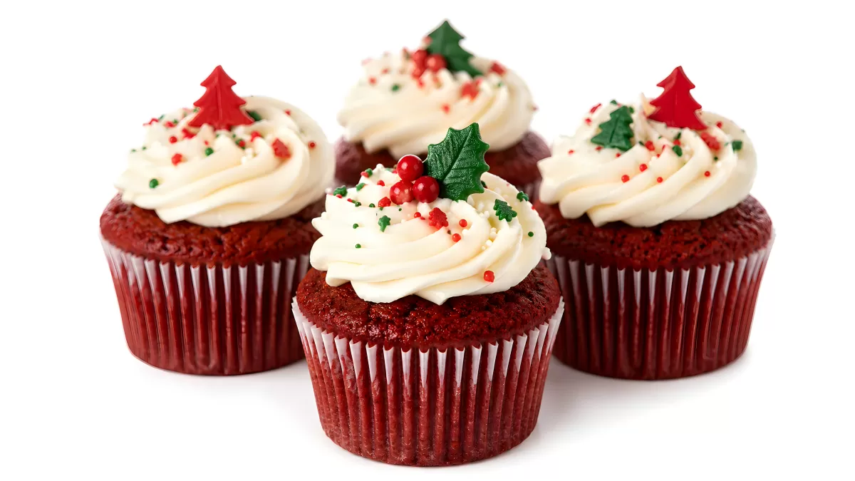 Weihnachtliche Red Velvet Cupcakes mit Frischkäsecreme
