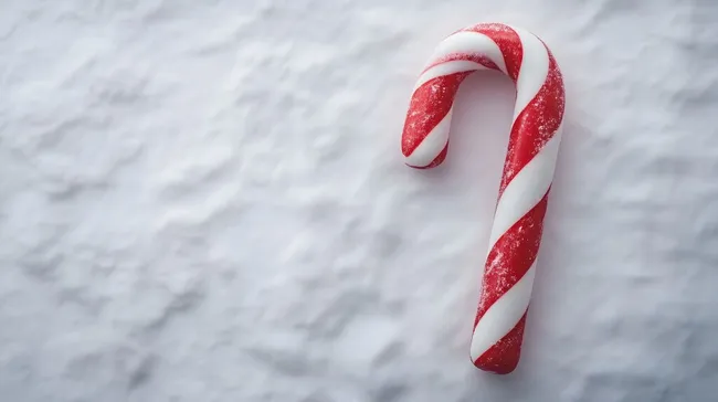 Weihnachtliche Zuckerstange auf Schnee