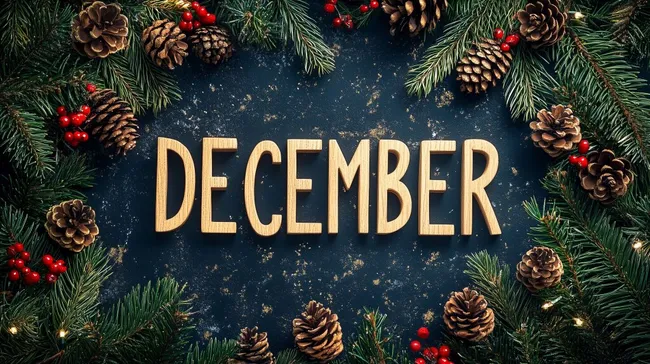 Weihnachtlicher Kranz mit Tannenzweigen, Zapfen und roten Beeren