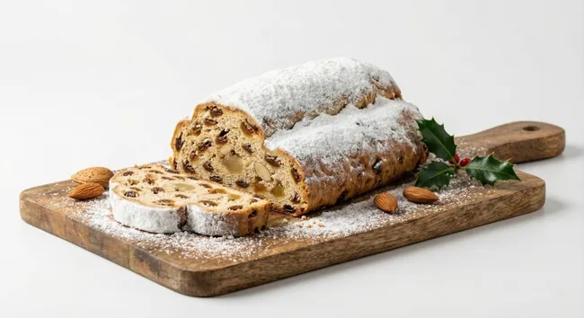 Weihnachtliches Christstollen mit Puderzucker
