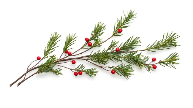 Weihnachtliches Tannenzweig-Arrangement mit roten Beeren