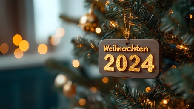 Weihnachtsbaum-Dekoration mit Prägung für 2024