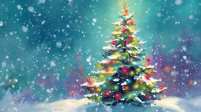 Weihnachtsbaum im Schneesturm - Festliche Winterlandschaft