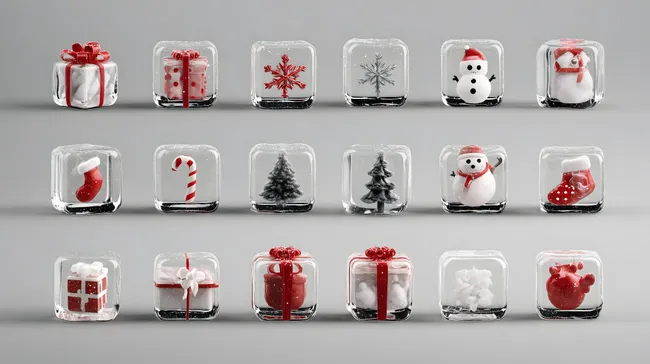 Weihnachtsdekorationen in Eiswürfeln