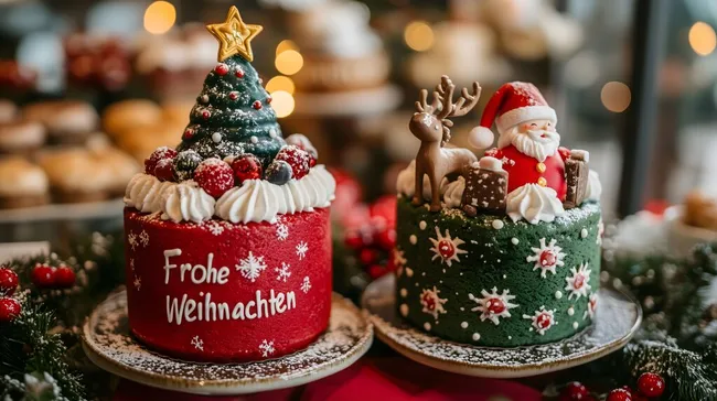 Weihnachtsgebäck mit festlicher Dekoration