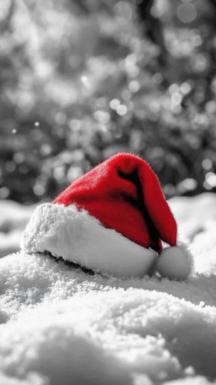 Weihnachtsmütze im Schnee - winterliche Stimmung
