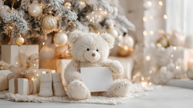 Weihnachtsstimmung mit kuscheliger Teddybär-Figur