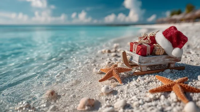 Weihnachtszeit am tropischen Strand