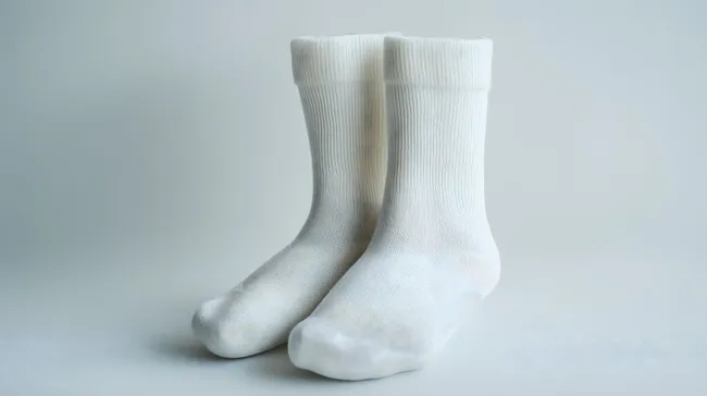 Weiße Baumwollsocken auf heller Oberfläche