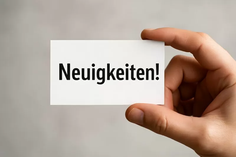 Weiße Karte mit Neuigkeiten in Hand gehalten