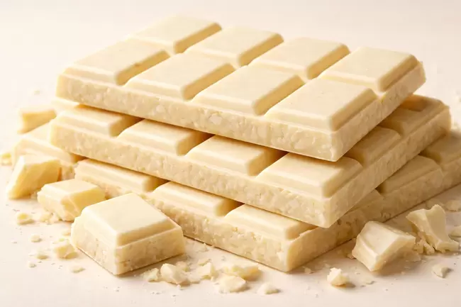 Weiße Schokoladenbarren auf weißem Hintergrund