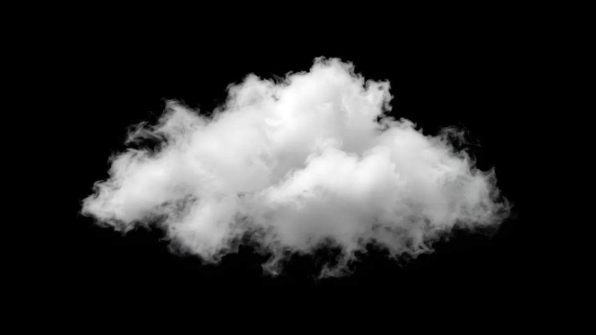Weiße Wolke vor schwarzem Hintergrund isoliert