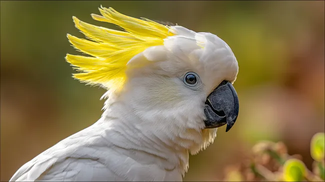 Weißer Kakadu mit gelber Haube in Nahaufnahme
