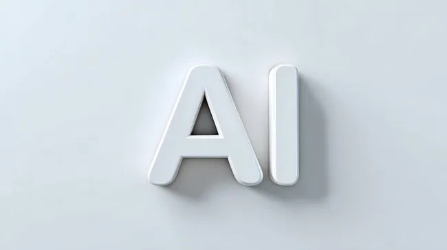 Weißes AI-Symbol auf hellem Hintergrund