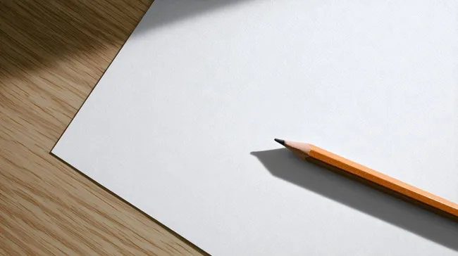 Weißes Papier und Bleistift auf Holztisch