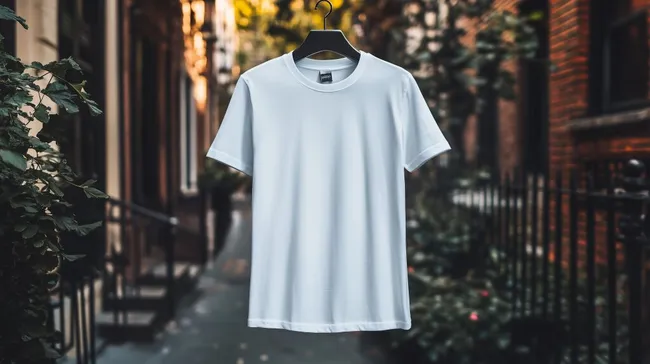 Weißes T-Shirt am Stadtbalkon