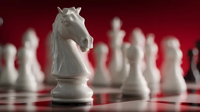 Weißfiguren auf scharlachrotem Schachbrett