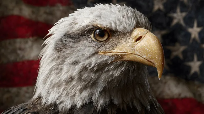 Weißkopfseeadler vor US-Flagge