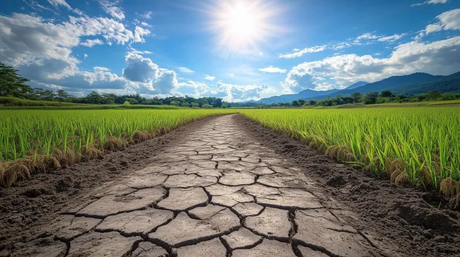 Weite Reisfelder unter strahlendem Sonnenlicht