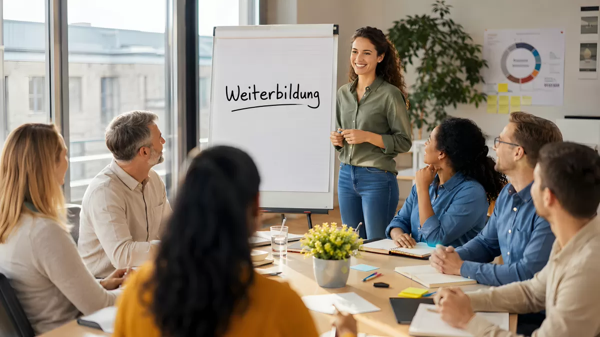 Weiterbildung im Büro – Teamschulung am Flipchart