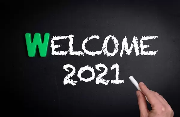 Welcome 2021 text on blackboard