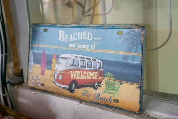 Welcome To Beach Decoration Wall Sign Board at a Hawaiian Restaurant in Saigon, Vietnam