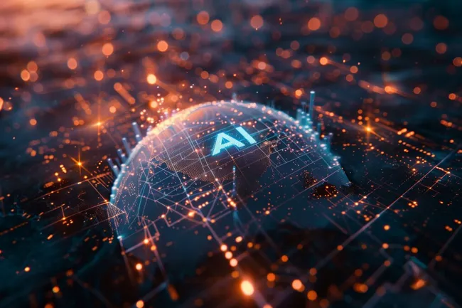 Weltweite AI-Vernetzung mit Leuchteffekten