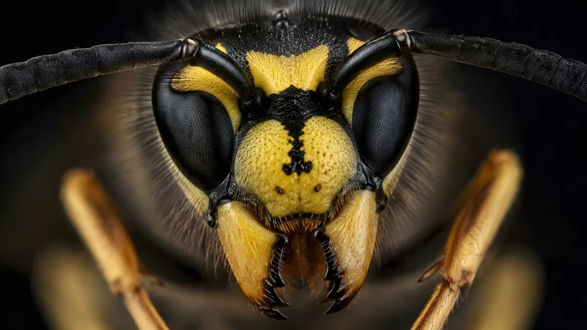 Wespe in extremer Nahaufnahme – Makrofotografie