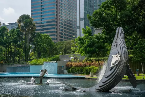 Whale and Dolphin Fountains at KLCC Park in Kuala Lumpur
